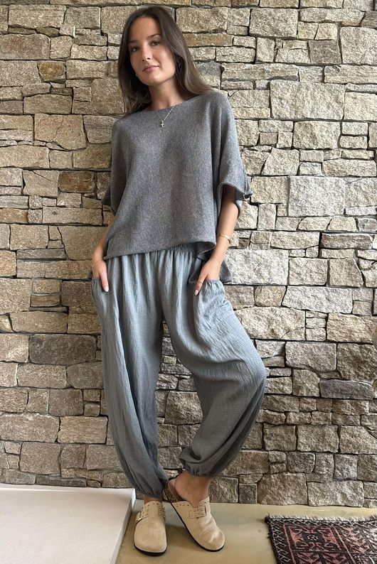 Conrad Box Cotton Knit Grey Marl